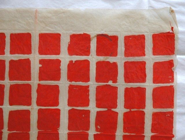 Collezione dell’artista Castagno L. Carta piegata Smalto su carta velina Prima del restauro verso