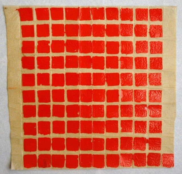 Collezione dell’artista Castagno L. Carta piegata Smalto su carta velina Dopo il restauro recto