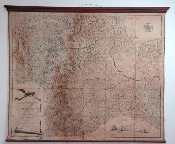 Proprietà privata Mappa geografica grande formato recto prima del restauro