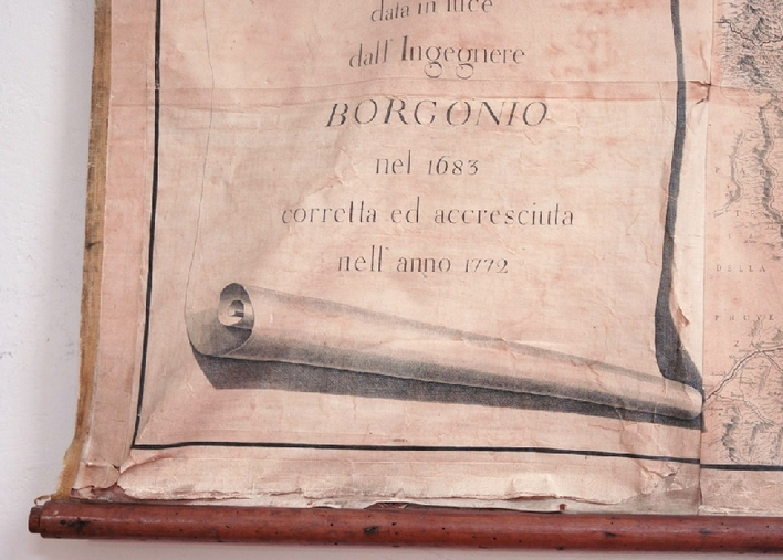 Proprietà privata Mappa geografica grande formato recto particolare prima del restauro