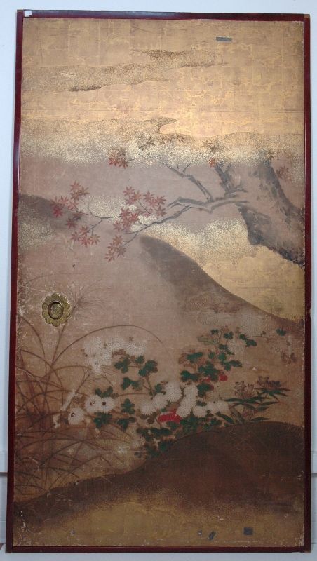 Proprietà privata Anta scorrevole giapponese Pigmenti e foglia d'oro su carta Prima del restauro Soseishi Torino