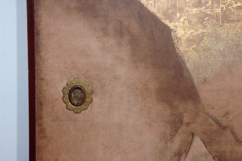 Proprietà privata Anta scorrevole giapponese Pigmenti e foglia d'oro su carta dopo il restauro Soseishi Torino