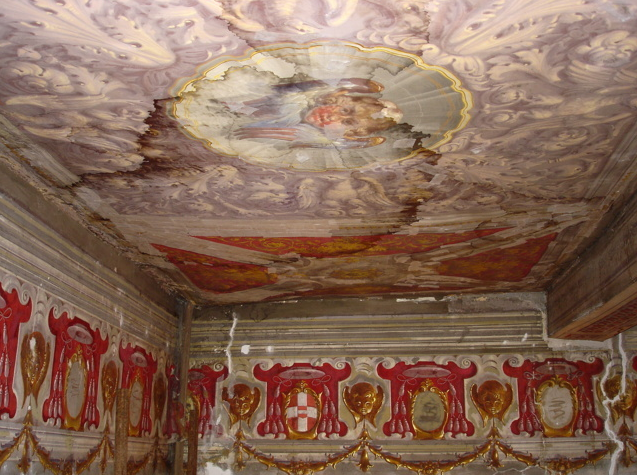 Pontificio Istituto Teutonico di S. Maria dell’Anima, Roma Piano primo Soffitto in carta dipinta intelata Prima del restauro