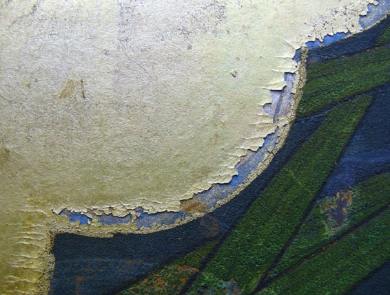 Museo d’Arte Orientale di Torino Coppia di paravento giapponesi raffiguranti Gru (sec. XVII) Prima del restauro-Decoesione del rilievo a gofun