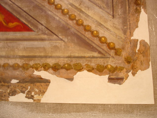 Pontificio Istituto Teutonico di S. Maria dell’Anima, Roma- Piano primo Soffitto in carta dipinta intelata Reintegrazione delle lacune con carta occidentale