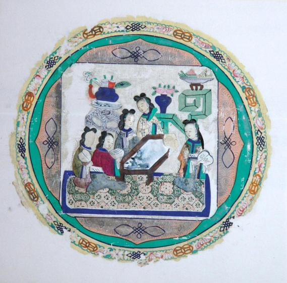 Museo Garda di Ivrea (TO) Ventaglio cinese dipinto su seta foderata su carta restauro
