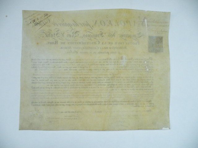 Collezione privata Atto di onorificenza (1813) inchiostro e gouache su pergamena Dopo il restauro Verso