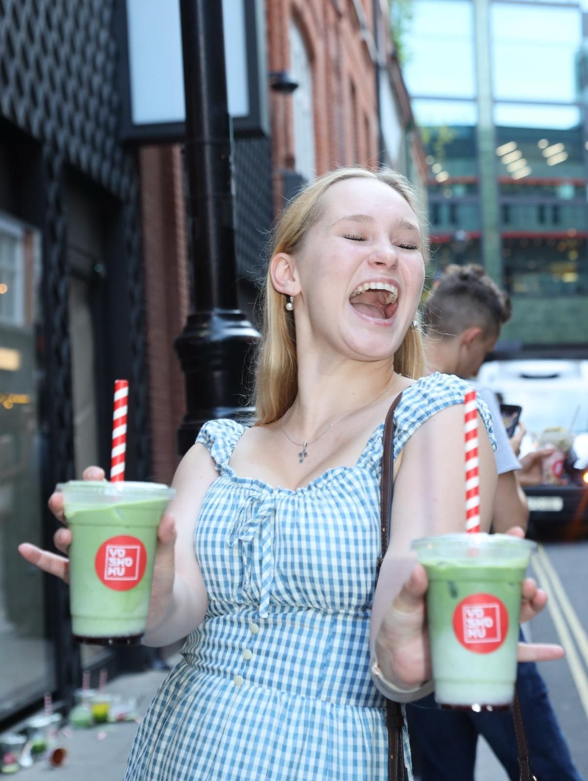 Joyful matcha girl