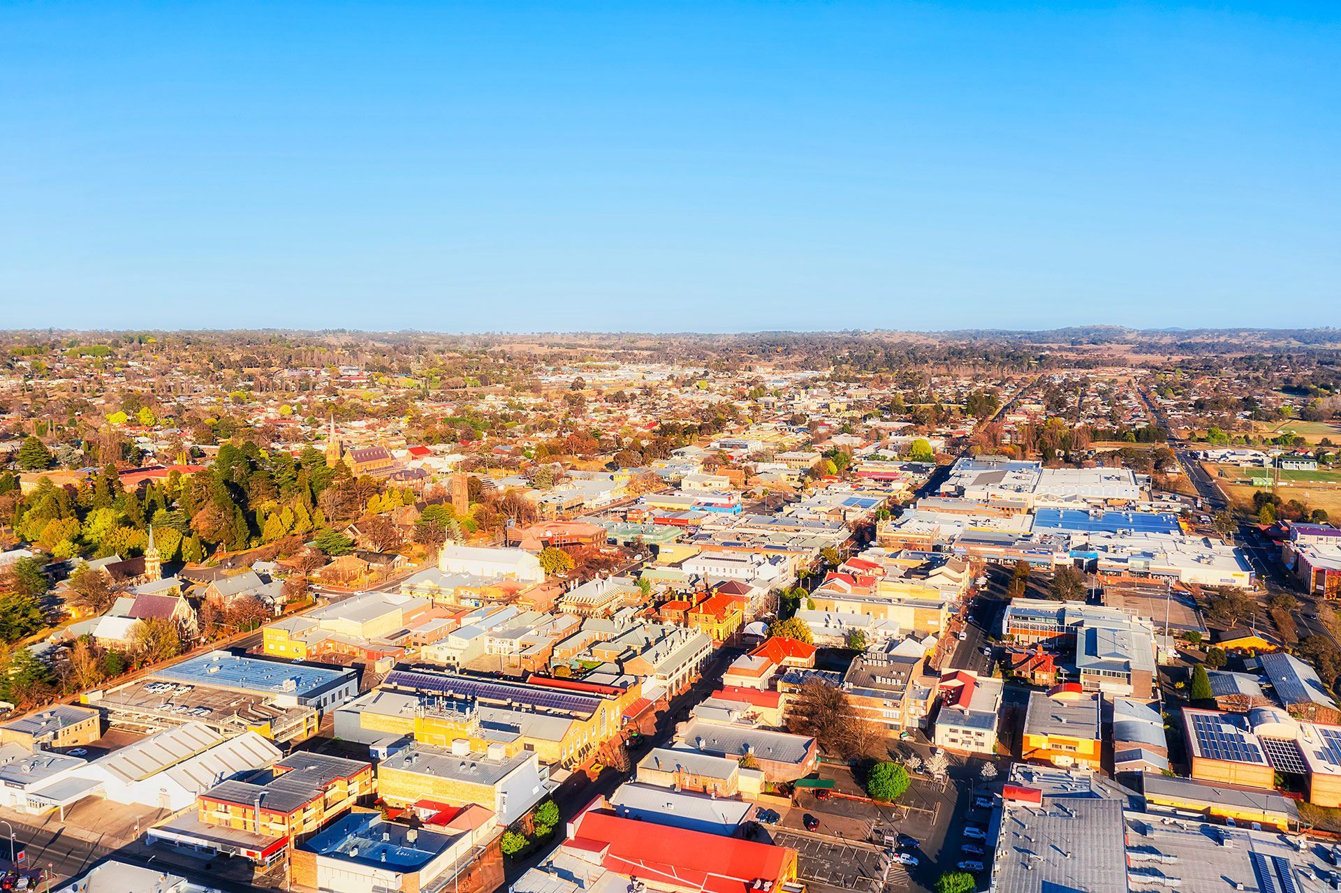 An Aerial View of a City With Lots of Buildings — North West Heating, Cooling and Refrigeration in Armidale, NSW