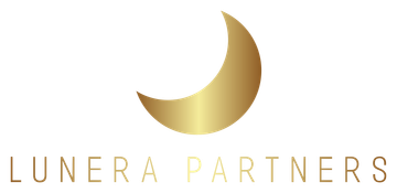 Lunera Partners logo – gold crescent moon with company name in gold text.