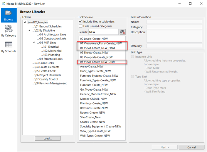 Ideate BIMLink ships with MANY pre-loaded link definitions that help you create new Revit elements easily. There are a few that reference view creation. Ideate BIMLink ships with MANY pre-loaded link definitions that help you create new Revit elements easily. There are a few that reference view creation.