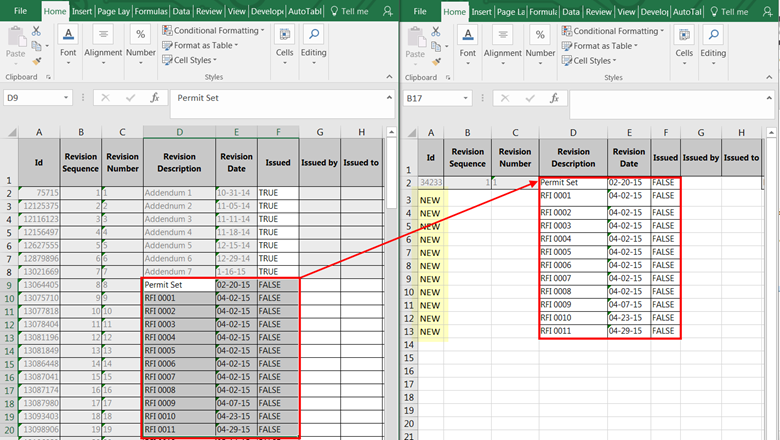 Copying Revision Data to a Linked File