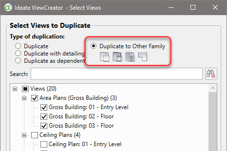 Duplicating area plans to a different scheme