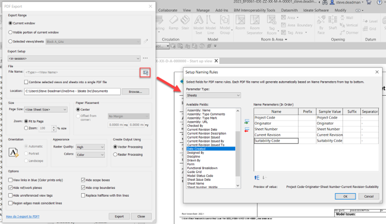 exporting into revit