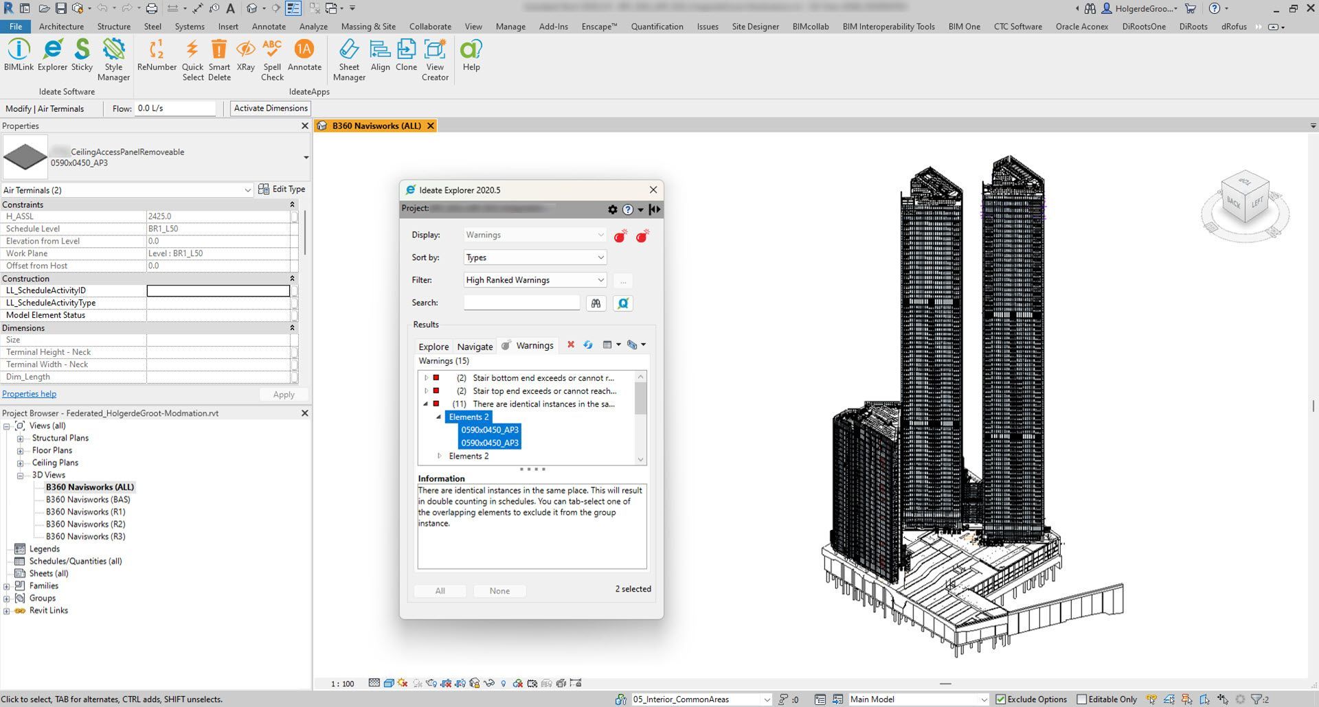 Screenshot of how Modmation using Ideate Warnings Manager