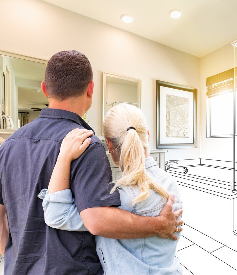 Couple Facing Bathroom Drawing Couple Facing Bathroom Drawing