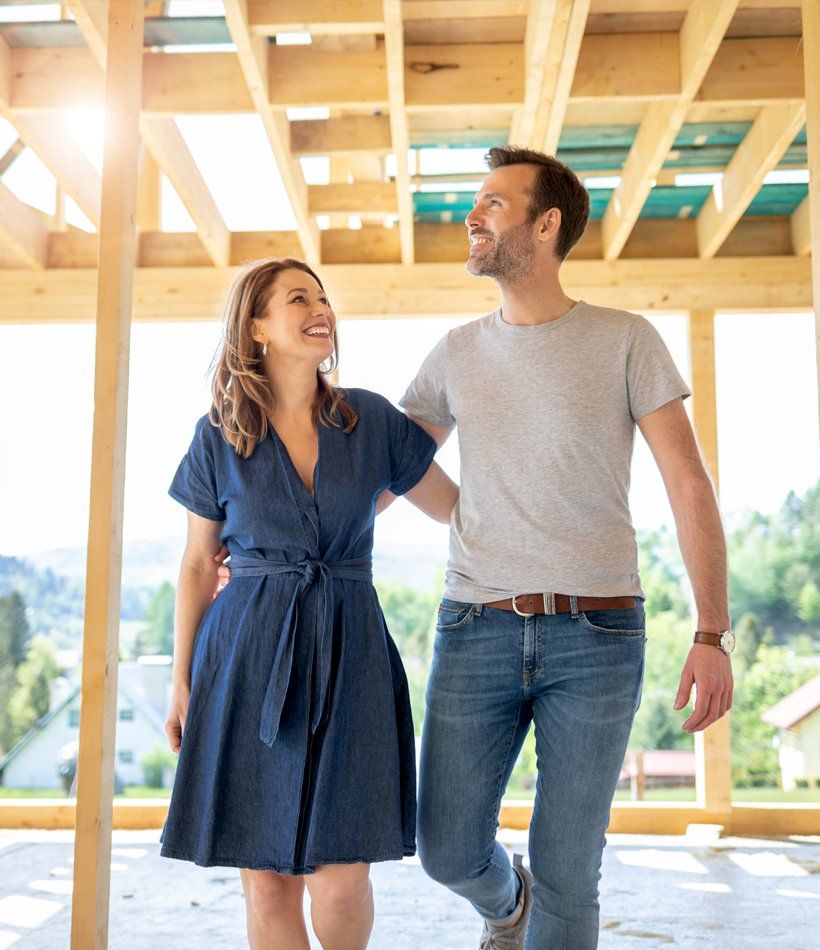 Wife and Husband Visiting their House Site