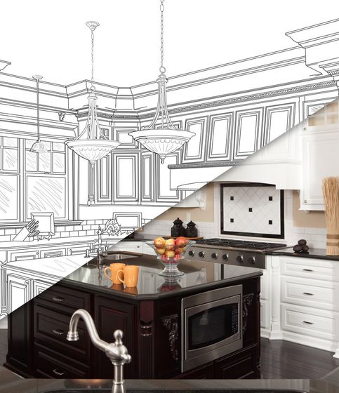 Diagonal Split Screen Of Drawing and Photo
