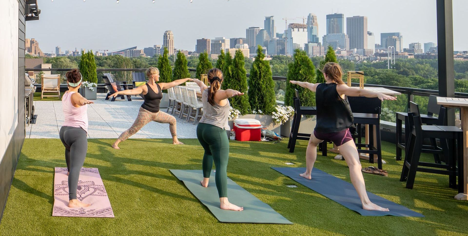photo showing community members doing yoga