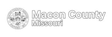 Home Page A black and white logo for macon county missouri