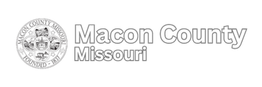 Home Page A black and white logo for macon county missouri