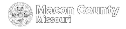 Return to Home Page Link A black and white logo for macon county missouri