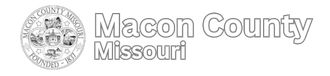 Return to Home Page Link A black and white logo for macon county missouri