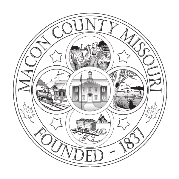 The seal of macon county missouri was founded in 1837.