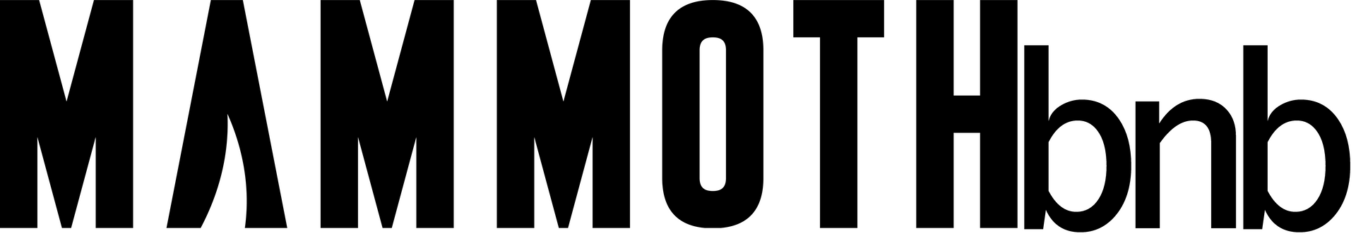 The word mammoth is written in black on a white background
