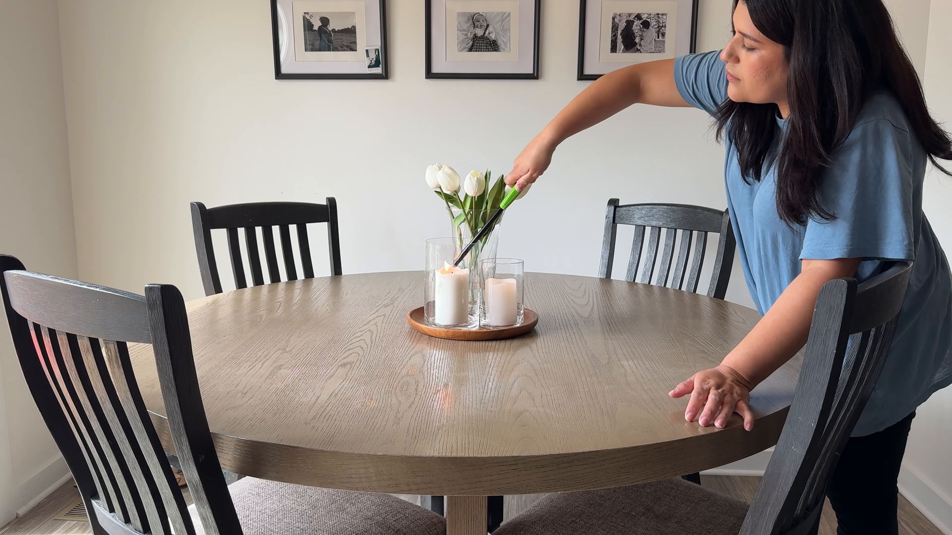 Experienced cleaning professional with company-supplied products in a NYC apartment