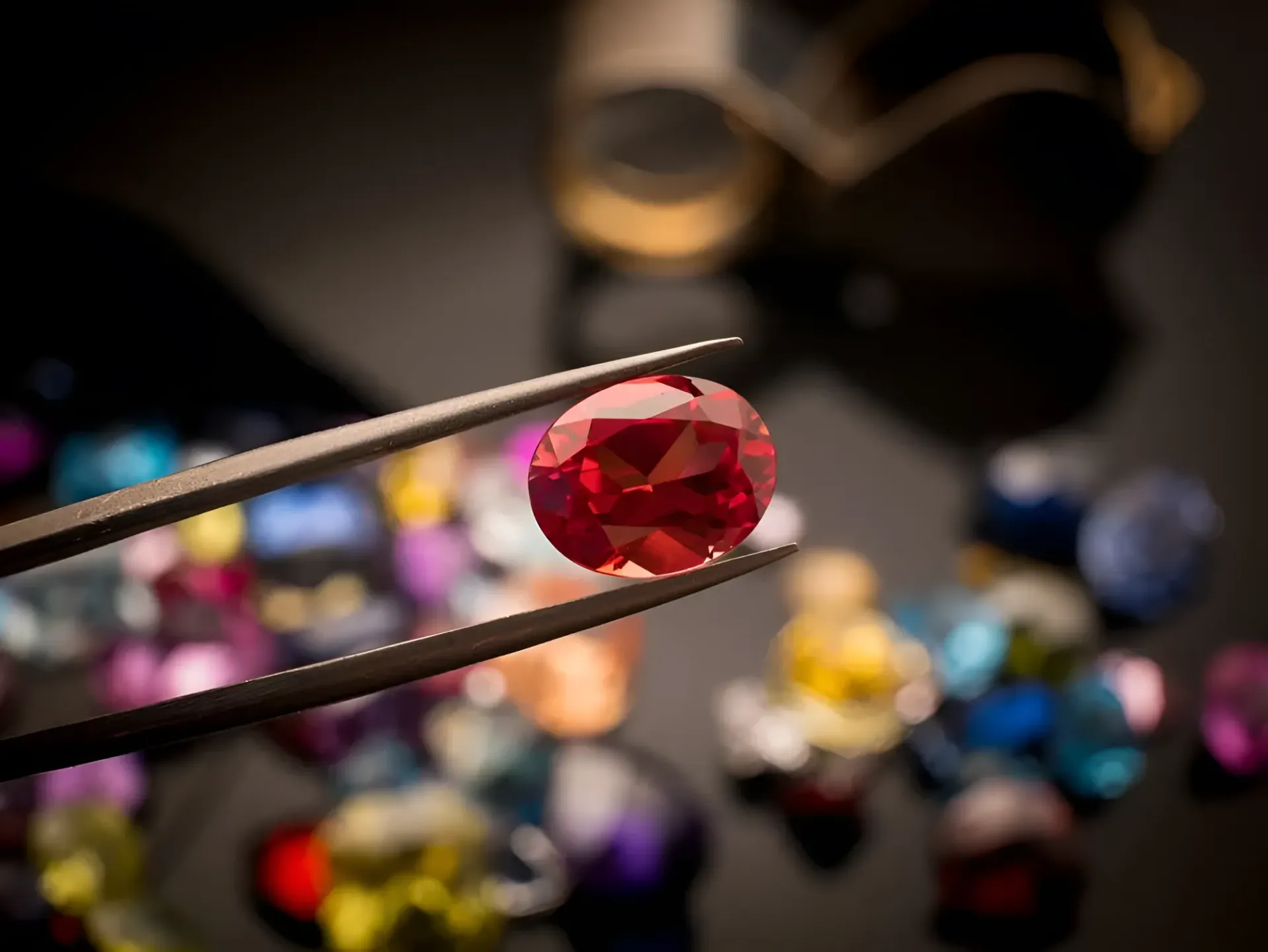 Tweezers Holding A Faceted, Red Gemstone — K. Smith & Son Jewellers In Caloundra, QLD