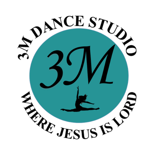 A logo for 3m dance studio where jesus is lord