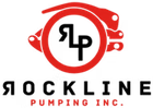 Rockline Pumping Inc. logo with red pump graphic and black lettering