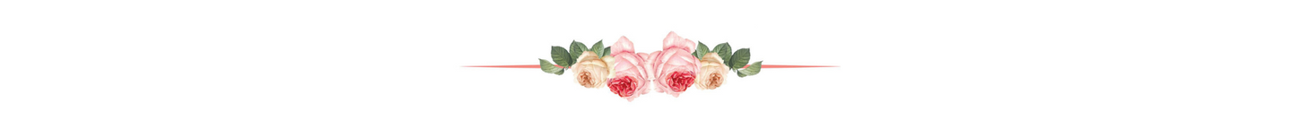 Small floral divider with pink flowers and green leaves on a light background.