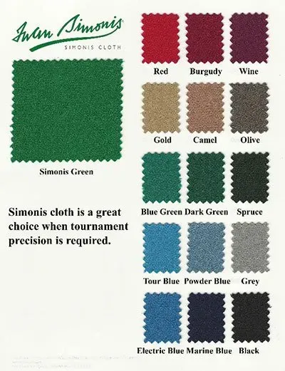 Simonis Cloth Colors — Davies, FL — Atlas Billiards