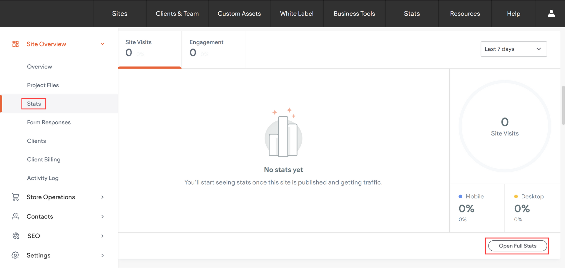 Clean web dashboard with left sidebar menu and mostly empty main panel showing an upload placeholder.
