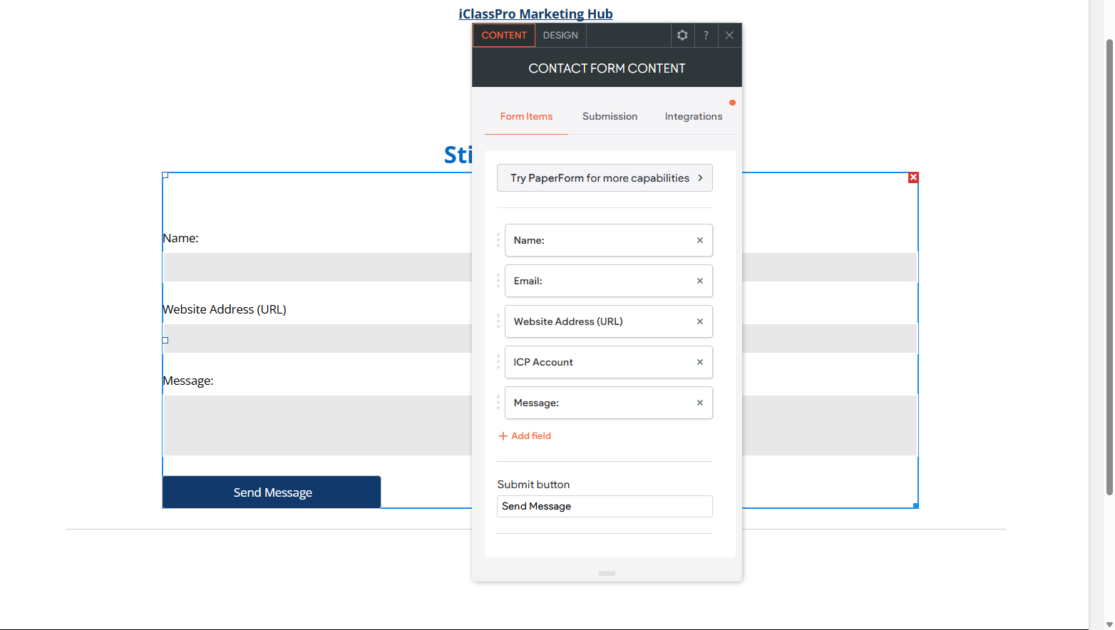 Online form with a centered white pop-up dialog over a blue and gray registration page