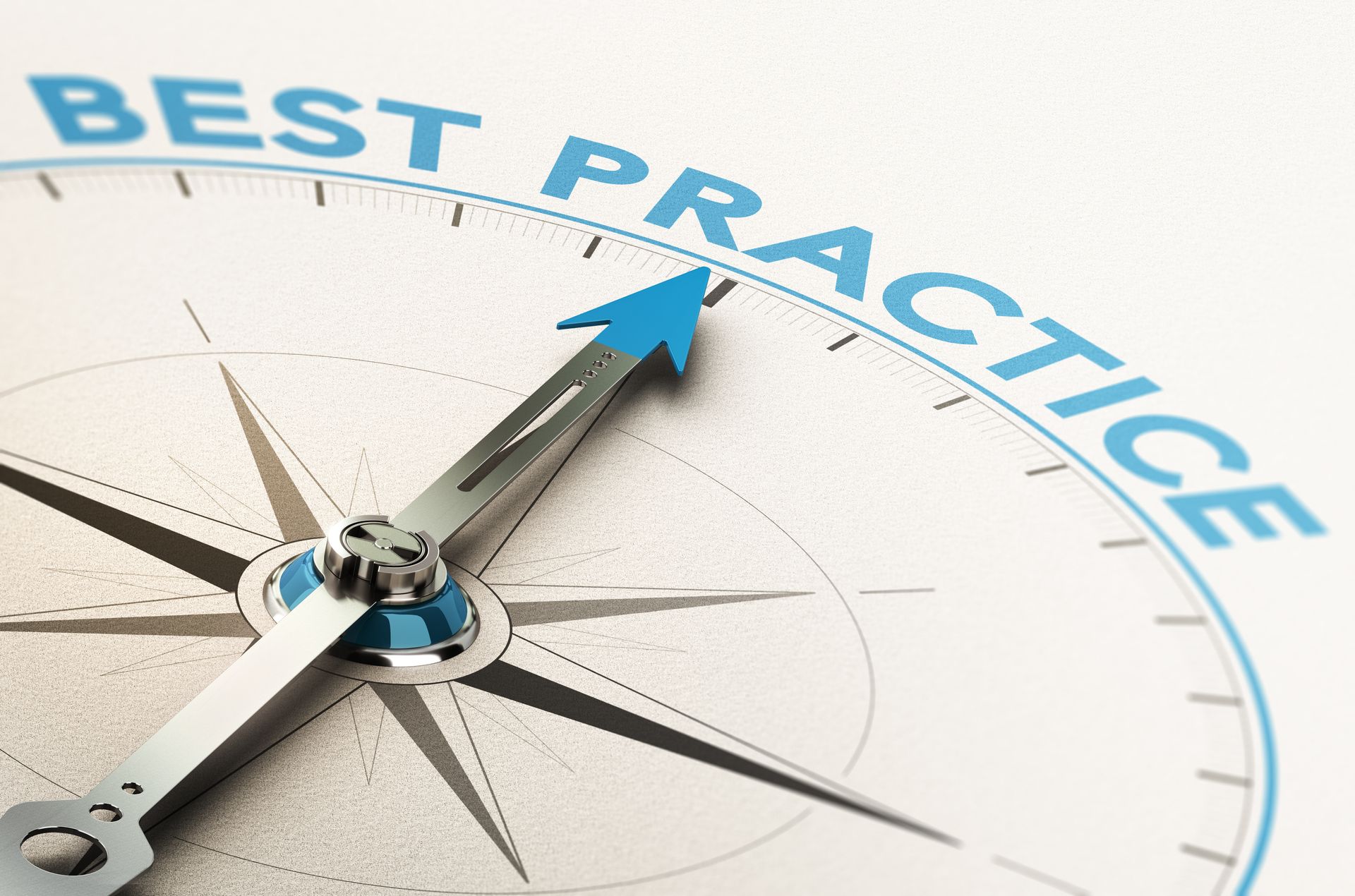 Compass with the needle pointing to the words "best practice"