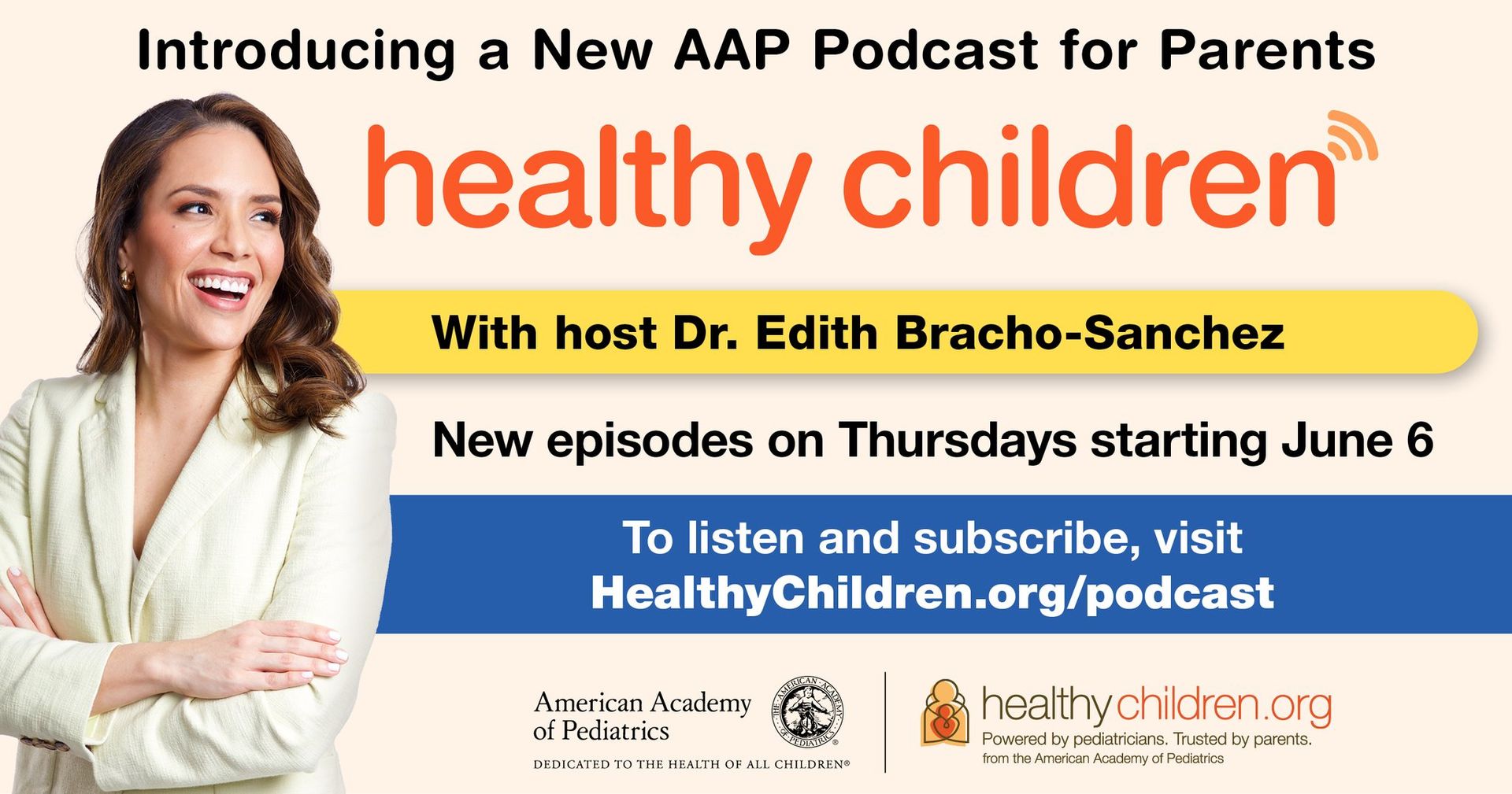 An advertisement for a new podcast for parents called healthy children