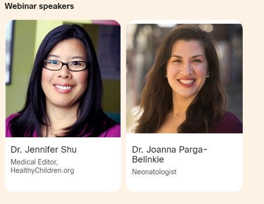 Two women are listed as webinar speakers on a website