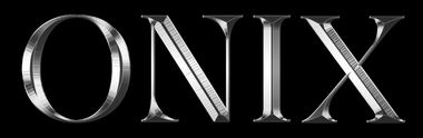 The word onix is written in silver on a black background.