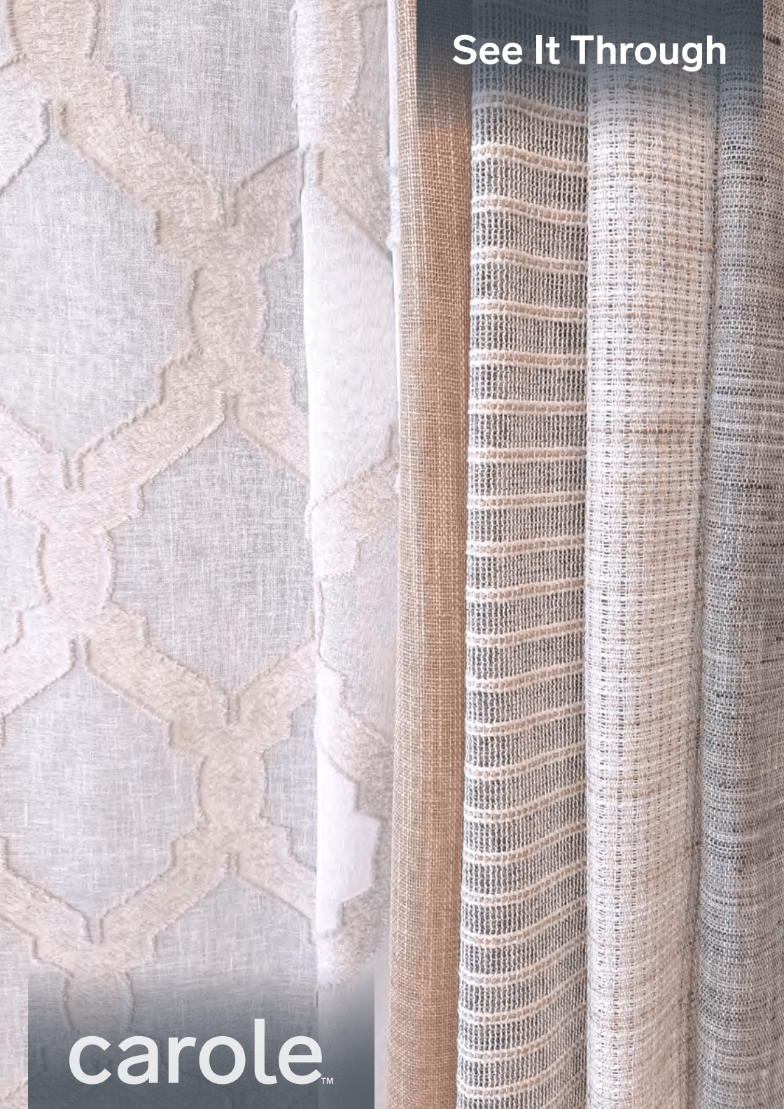 Textured sheer fabric samples with a 