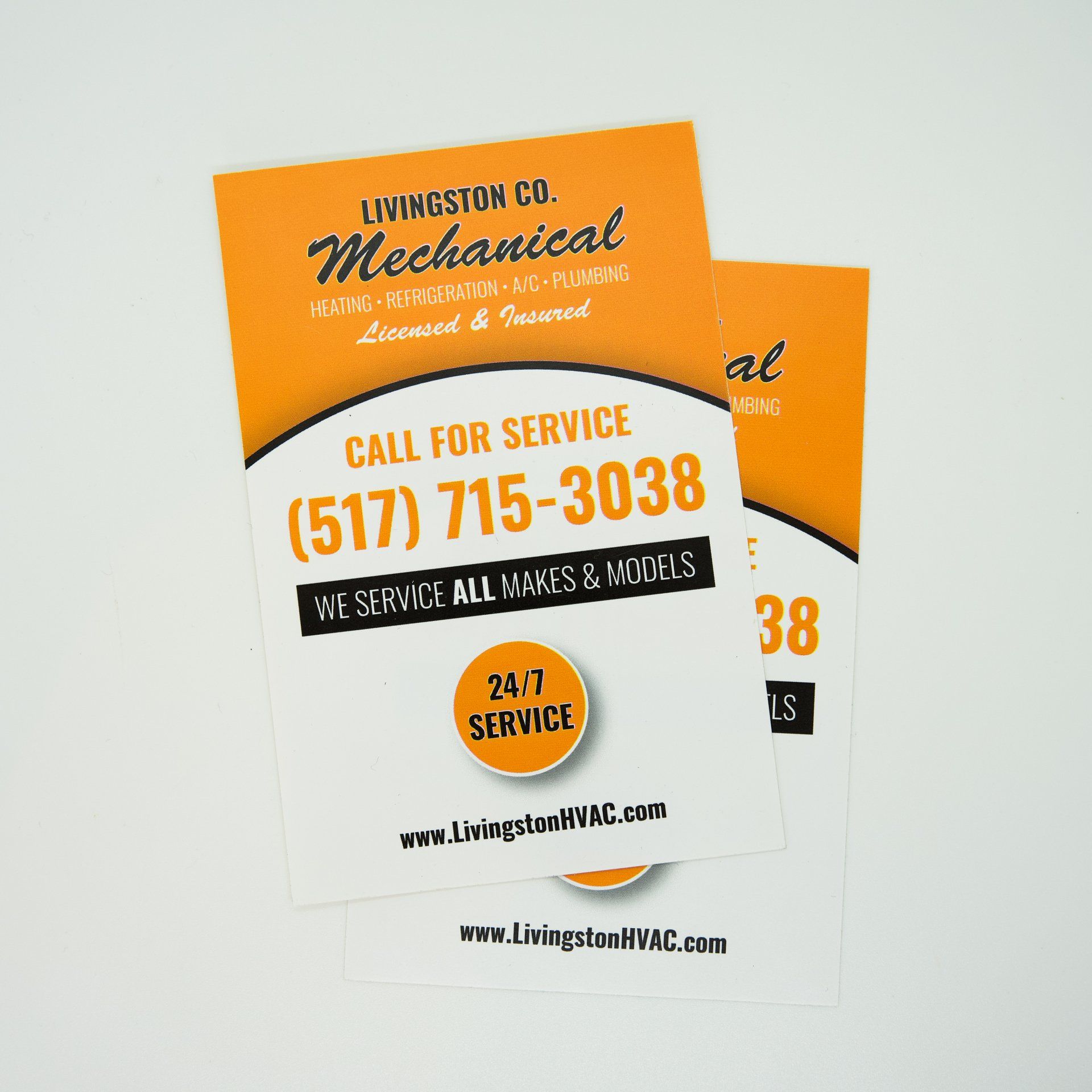 A flyer for livingston co. mechanical says call for service