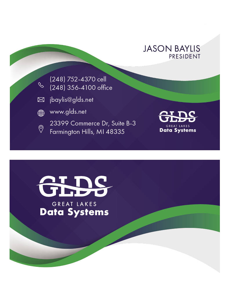 A business card for a company called glds great lakes data systems