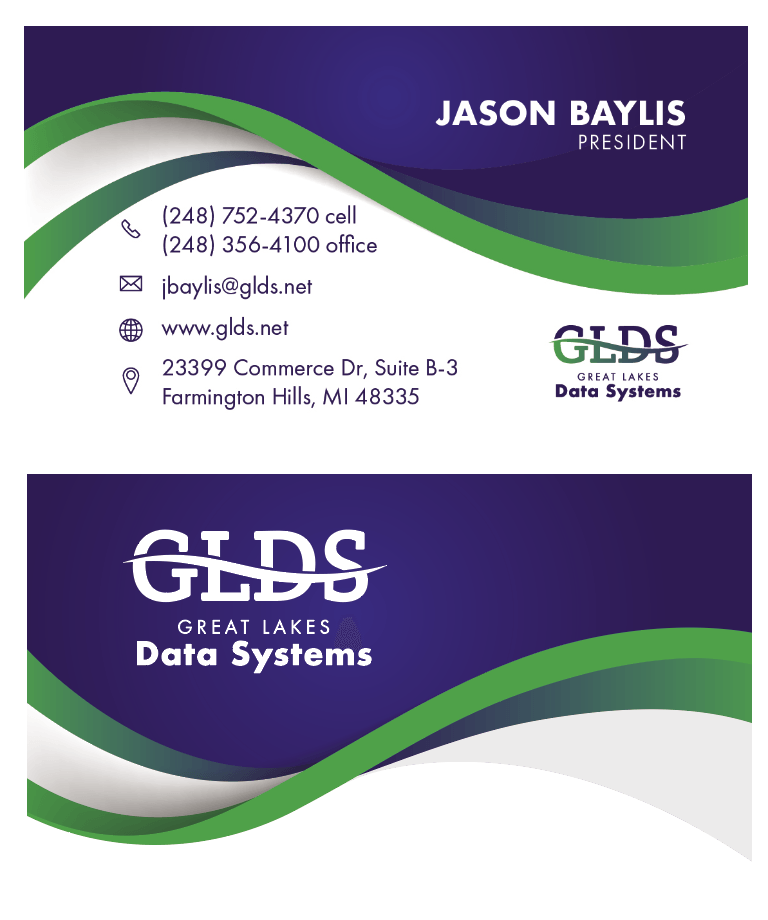 A business card for a company called glds great lakes data systems
