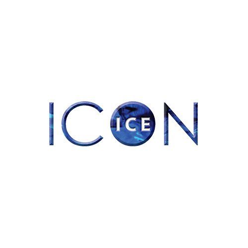 Blue “ICEN” logo with the “C” inside a circular ice-textured emblem