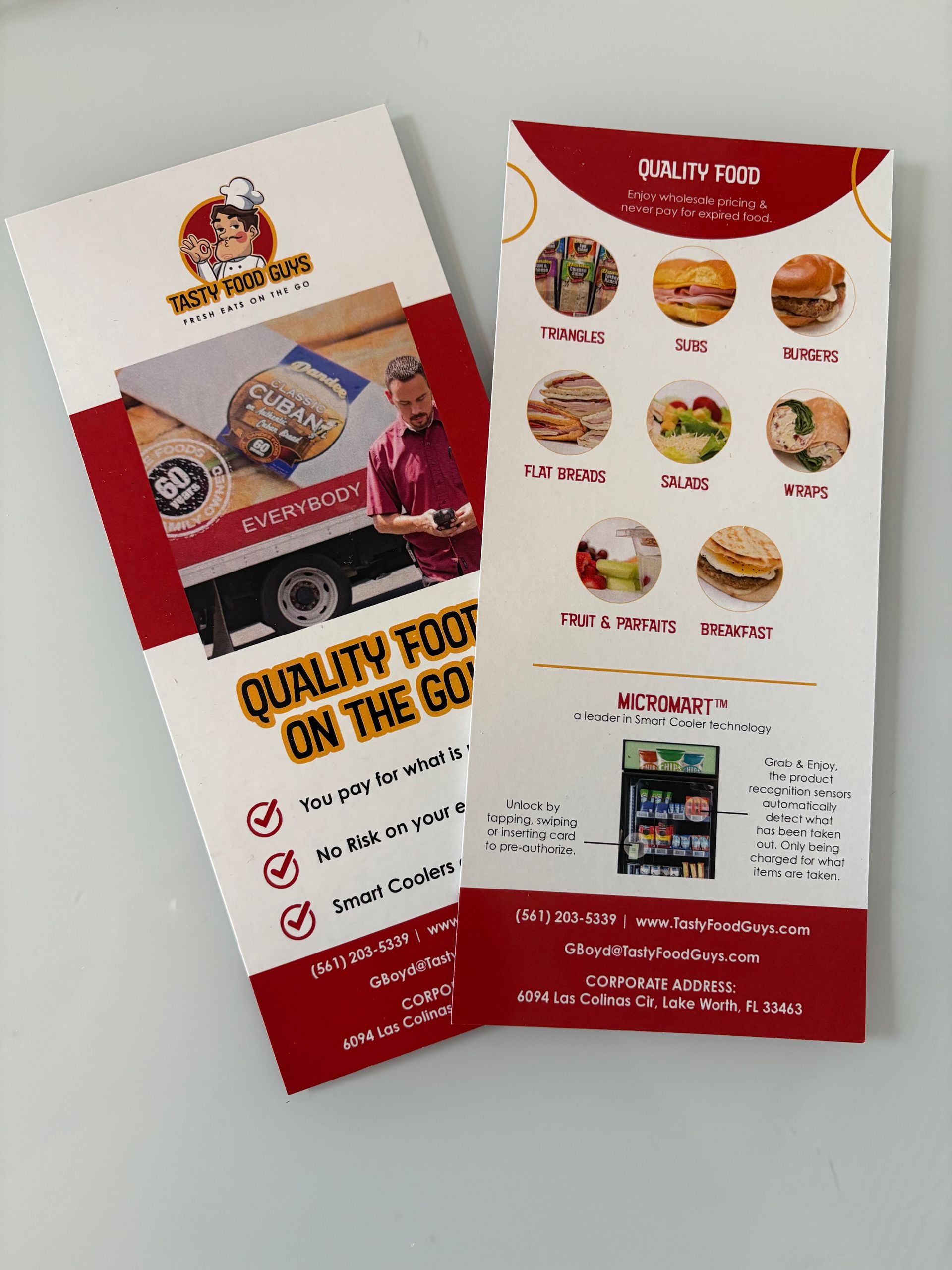 Brochures and rack cards for quality food on the go