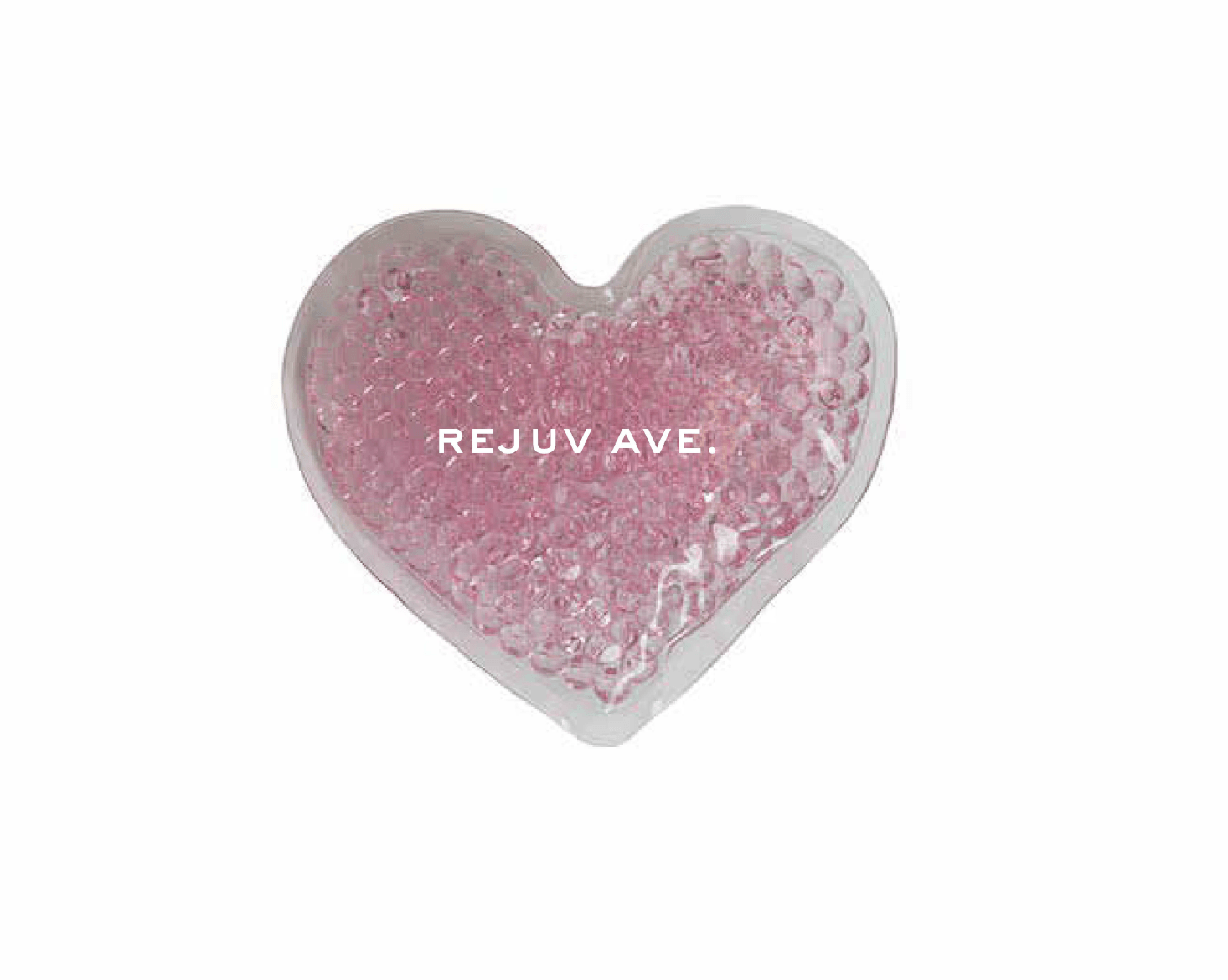 A heart shaped container filled with pink beads on a white background.