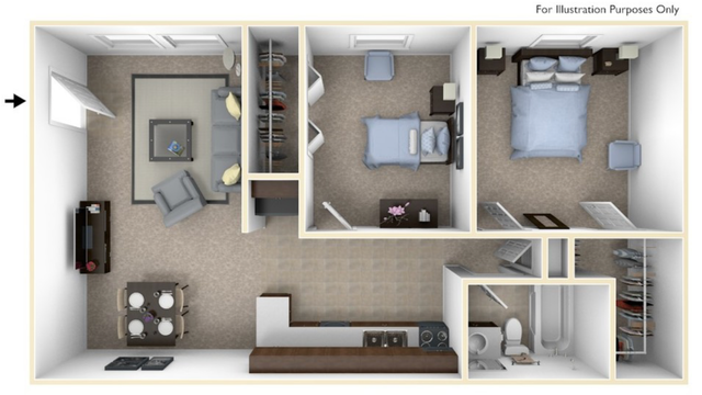 An aerial view of a floor plan of a house