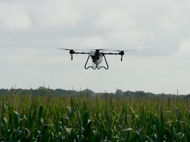 Hylio Ares Drone Spraying Crop